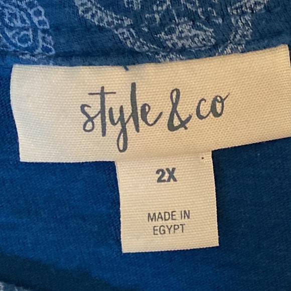 Style & Co pull over top/ blouse size 2X has 5 buttons half way up. 100% cotton - Picture 10 of 12